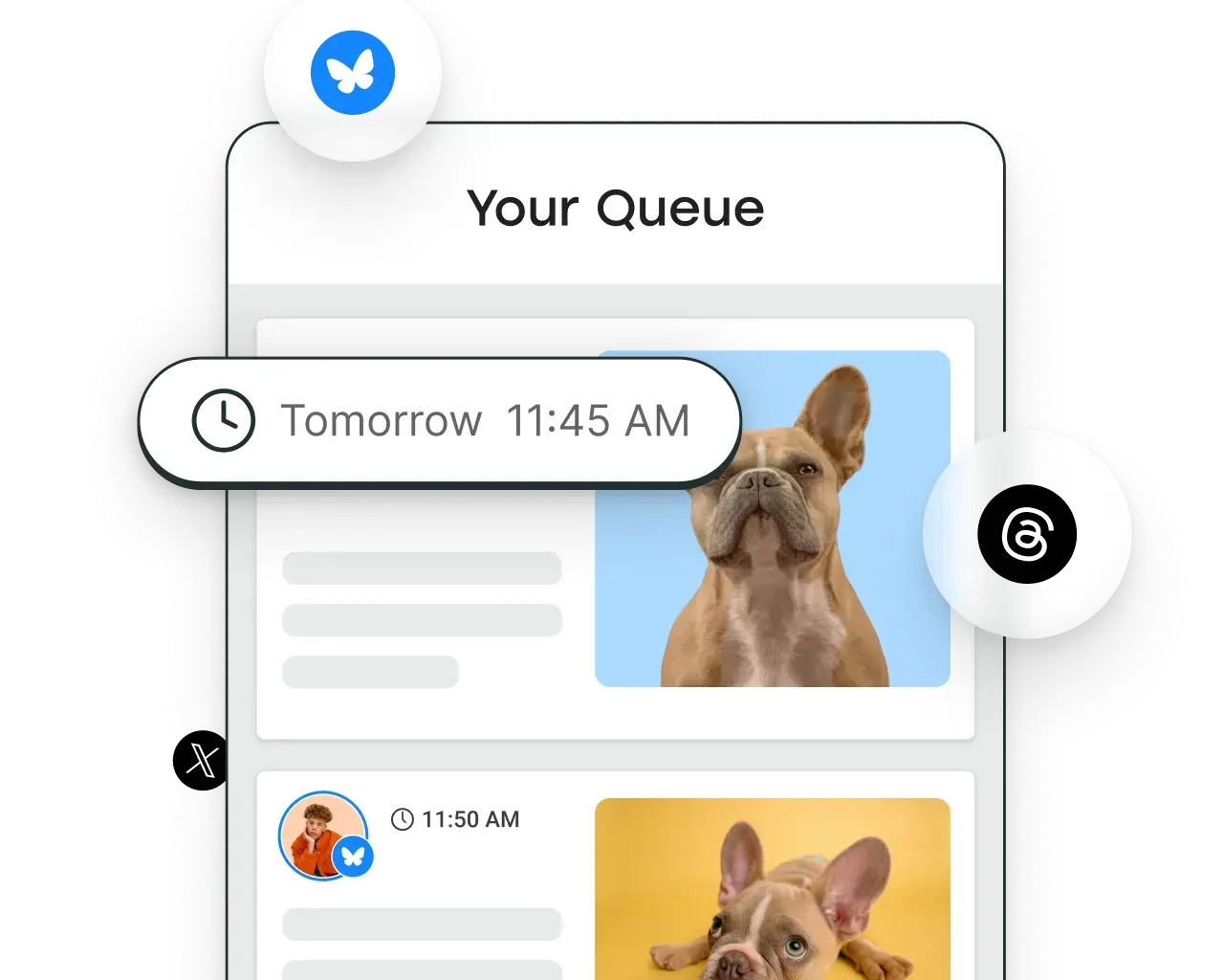 Buffer mobile app with multiple social media accounts and a publishing queue.
